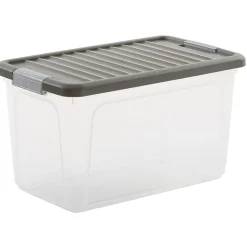 Box transparente couvercle gris 29,5 L x3