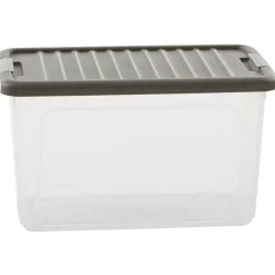 Box transparente couvercle gris 29,5 L x3