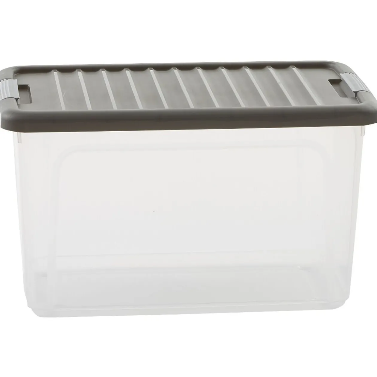 Box transparente couvercle gris 29,5 L x3