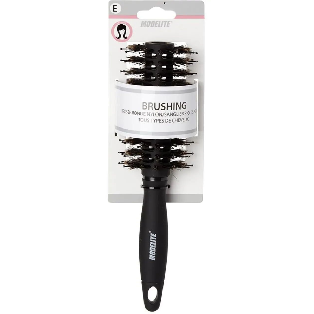 Brosse à brushing picots nylon/sanglier perlés Ø24 mm