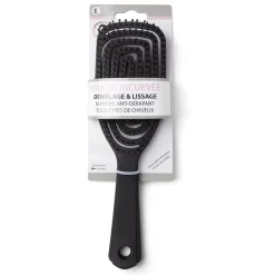 Brosse à cheveux incurvée démêlage et lissage PVC noir