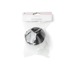 Brosse à cheveux ronde ergonomique en plastique noir et transparent