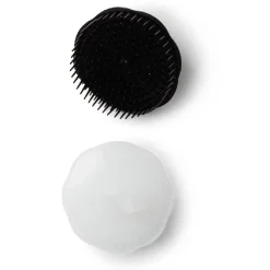 Brosse à cheveux ronde ergonomique en plastique noir et transparent