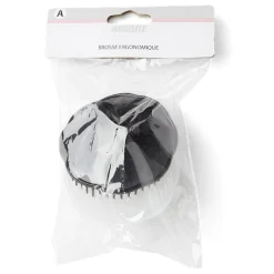 Brosse à cheveux ronde ergonomique en plastique noir et transparent