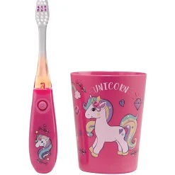 Brosse à dent avec minuterie et gobelet design animal