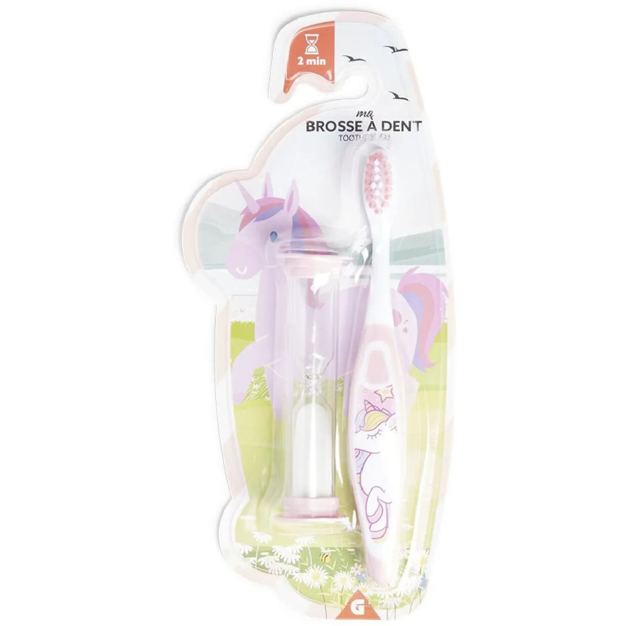 Brosse à dents pour enfant avec sablier 2min - 2 modèles