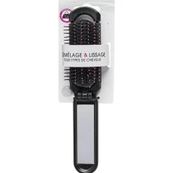 Brosse de poche rétractable avec miroir pour démélage et lissage