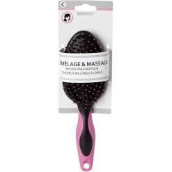 Brosse pneumatique ovale picots perlés pvc fuchsia noir