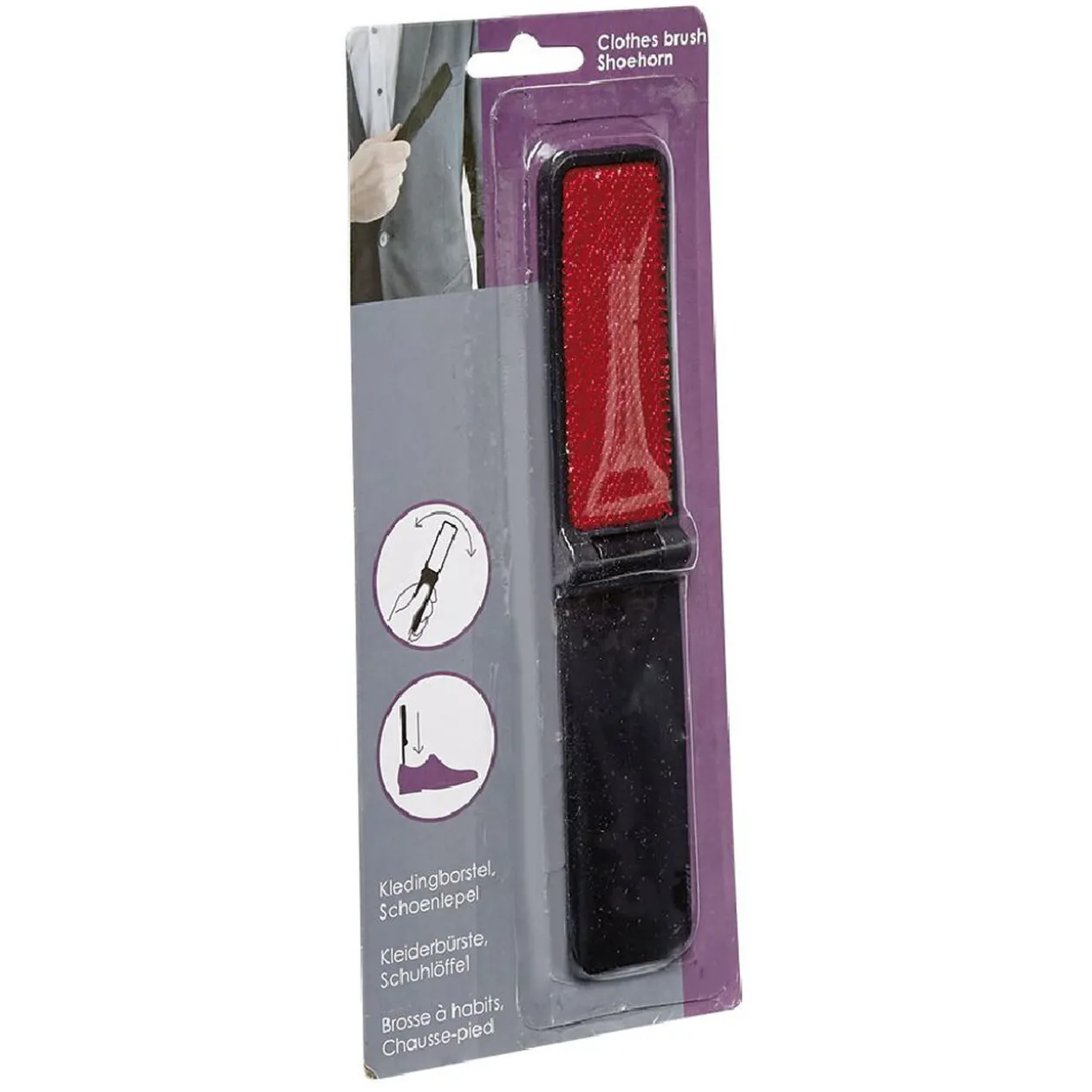 Brosse textile 2en1 chausse pied noir et rouge