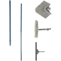 Brosse téléscopique Homclean embouts x3 gris et bleu