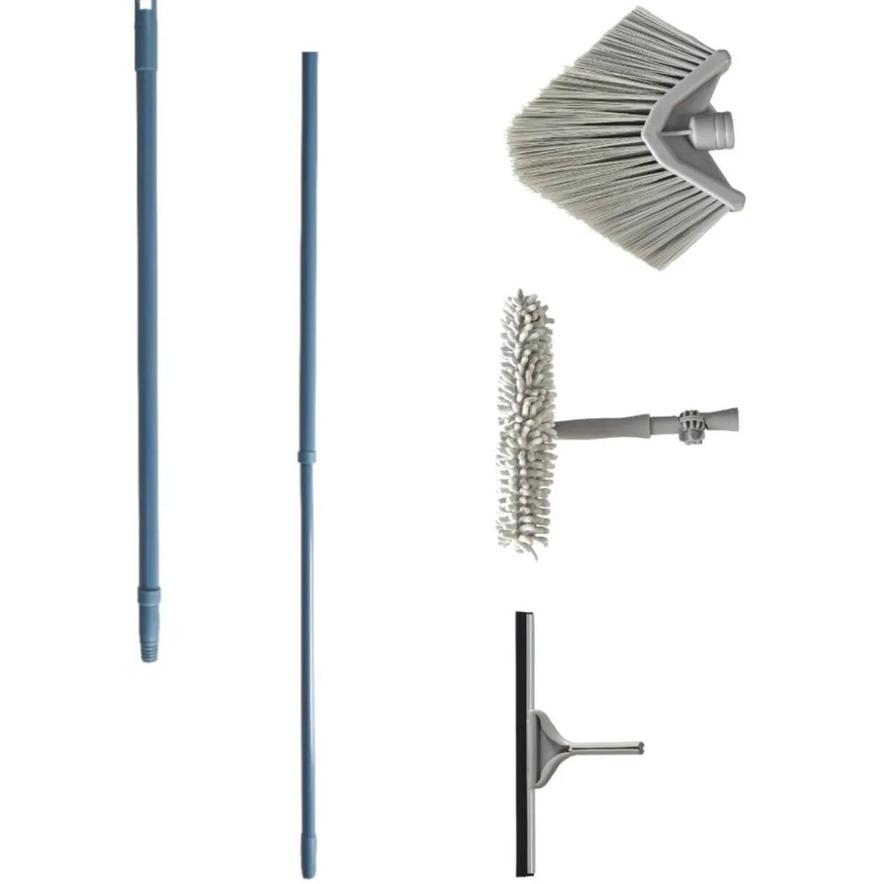 Brosse téléscopique Homclean embouts x3 gris et bleu