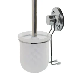 Brosse WC à ventouse gris blanc