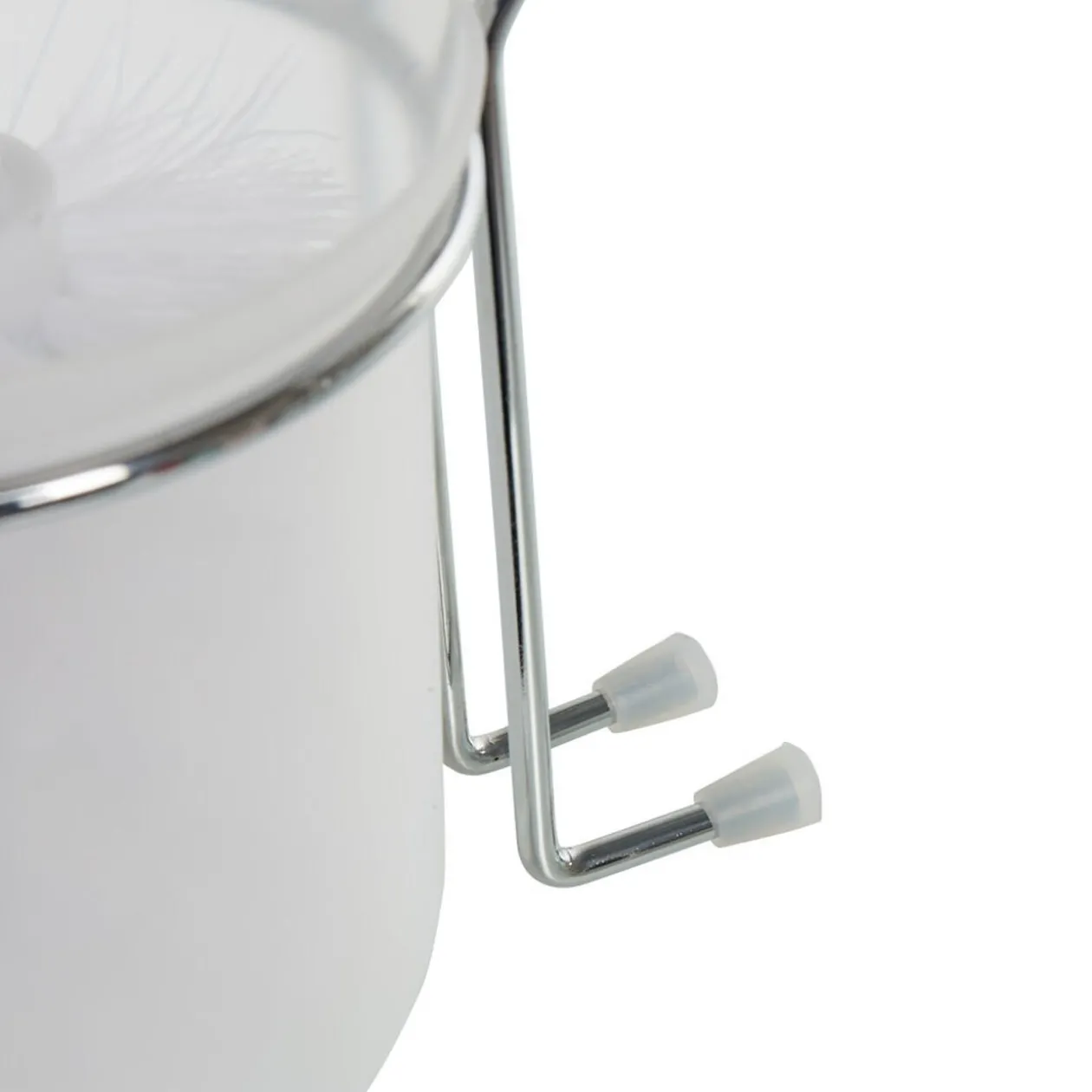 Brosse WC à ventouse gris blanc