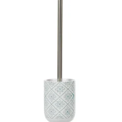 Brosse WC céramique design rosace blanc bleu
