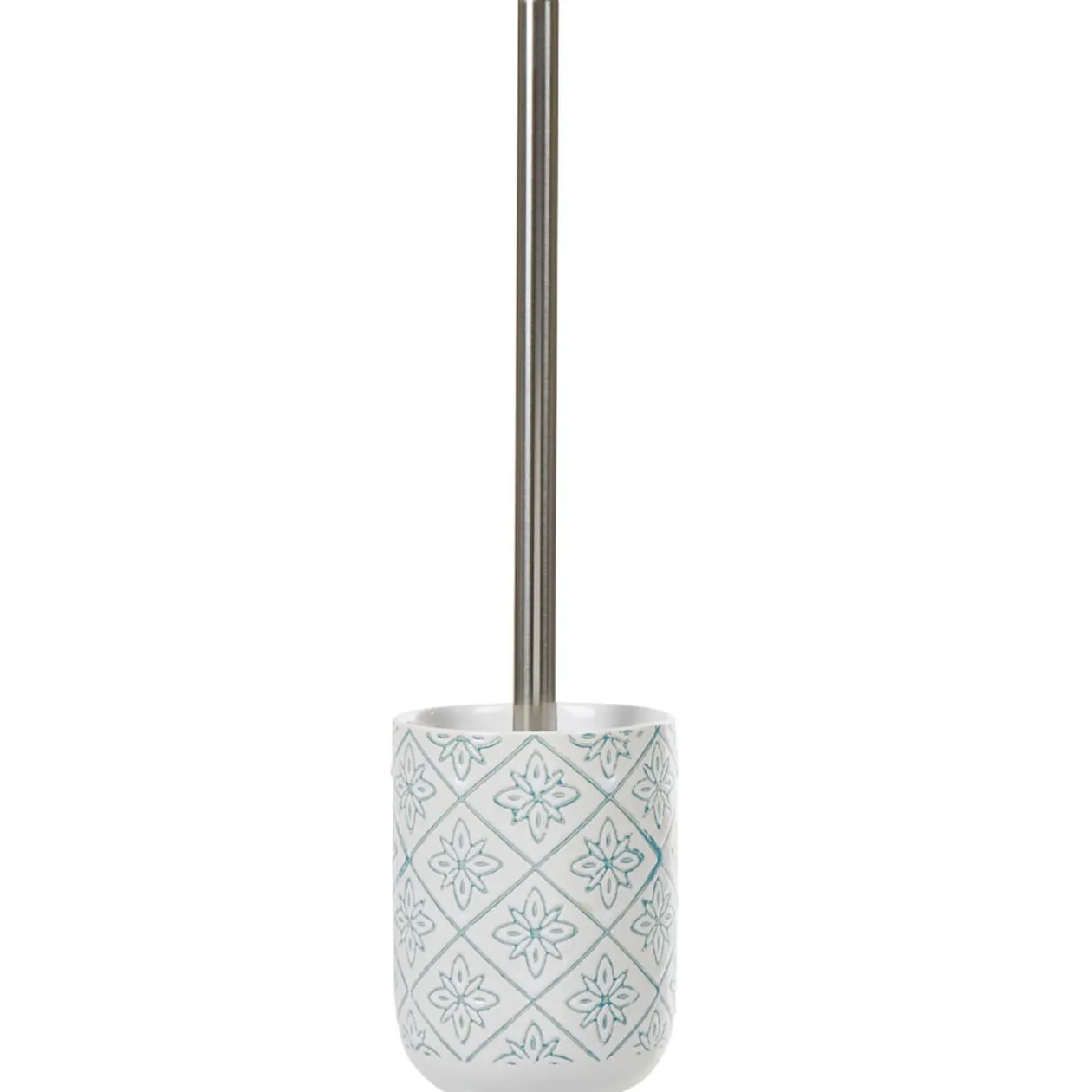 Brosse WC céramique design rosace blanc bleu