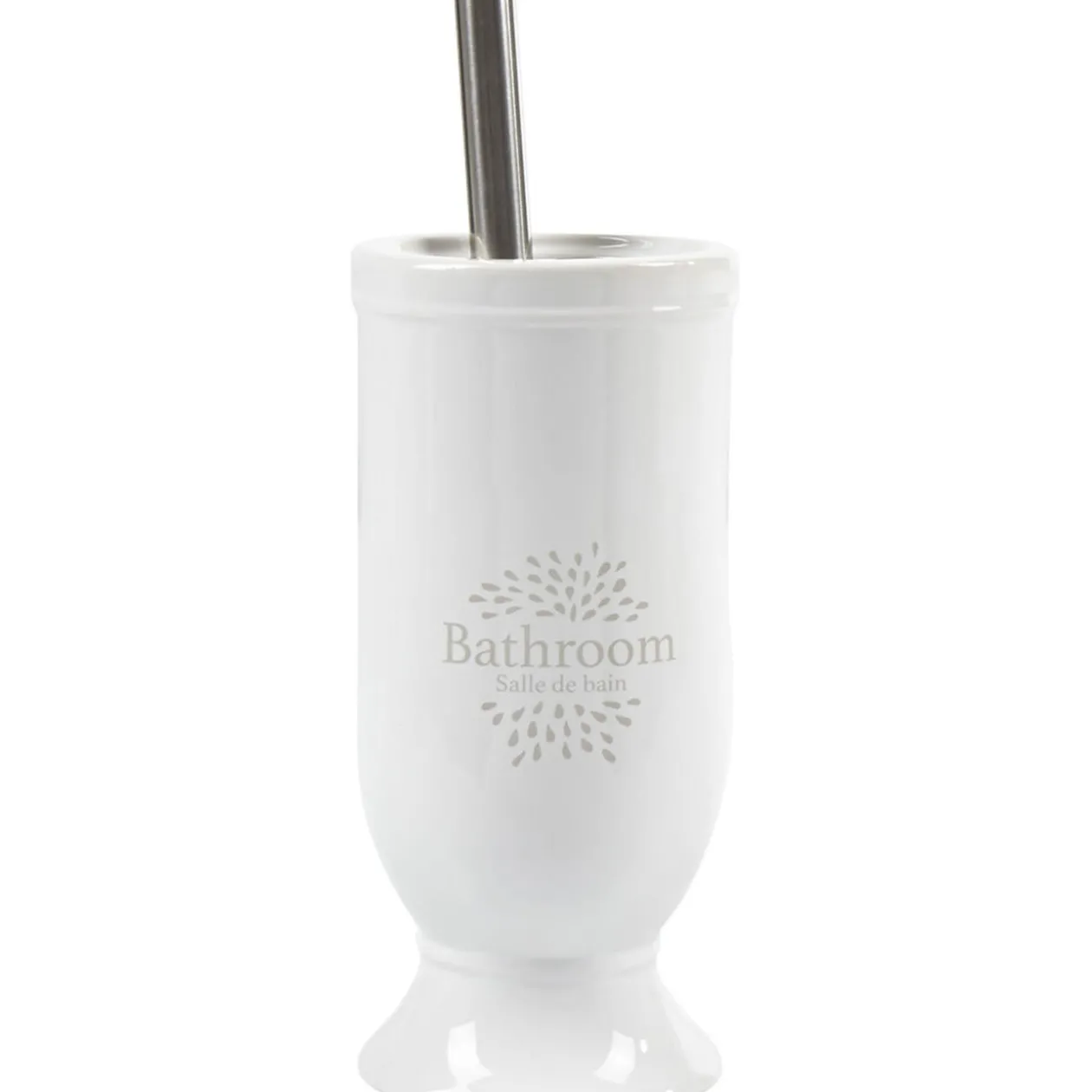 Brosse WC design fleur avec inscription bathroom