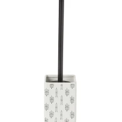 Brosse WC socle carré grès motif trait noir et blanc 9,2x9,2xH36cm