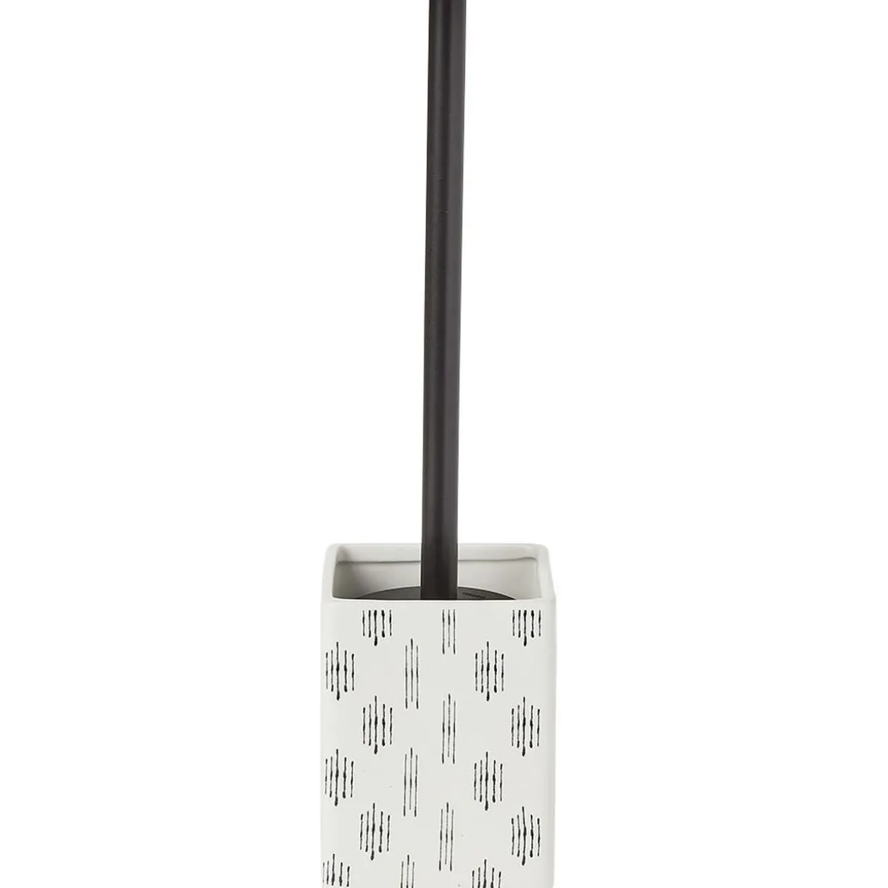 Brosse WC socle carré grès motif trait noir et blanc 9,2x9,2xH36cm