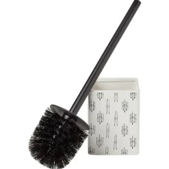 Brosse WC socle carré grès motif trait noir et blanc 9,2x9,2xH36cm