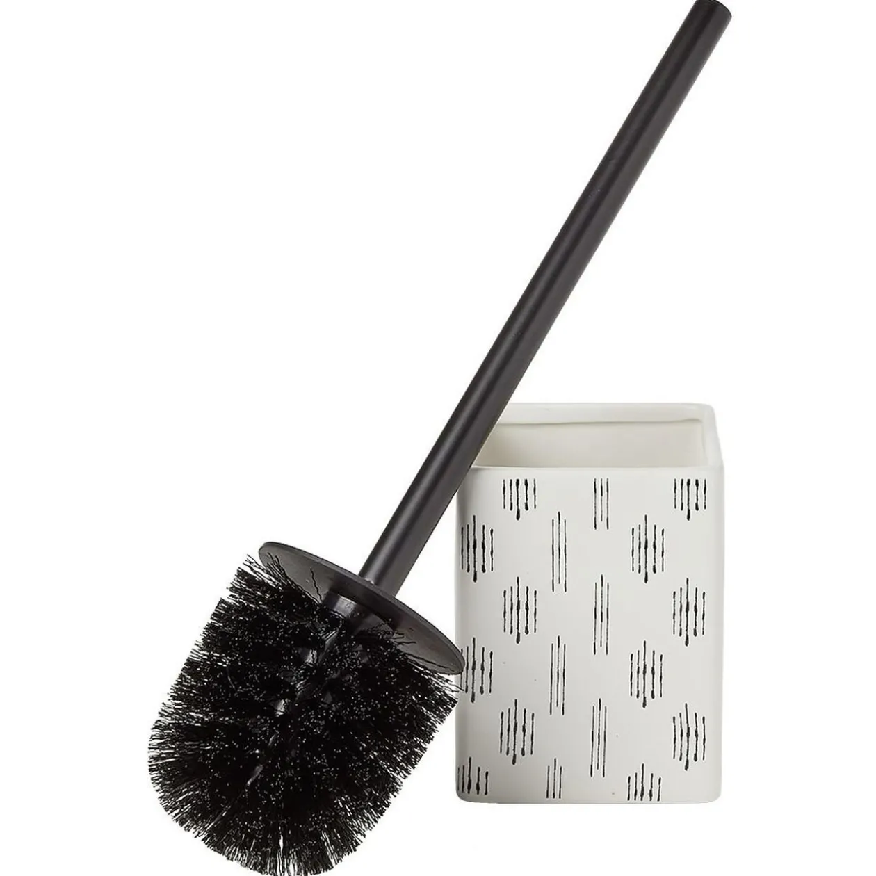 Brosse WC socle carré grès motif trait noir et blanc 9,2x9,2xH36cm