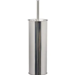 Brosse WC socle haut rond métal gris Ø9,5xH38cm