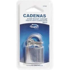 Cadenas en acier gris chromé de 38 mm - 2 clés