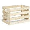 Cagette en bois motif flocon blanc 28x18xH18cm