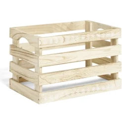 Cagette en bois motif flocon blanc 28x18xH18cm