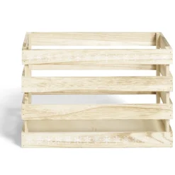 Cagette en bois motif flocon blanc 33x23xH21cm
