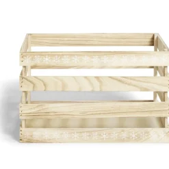 Cagette en bois motif flocon blanc 38x28xH23cm