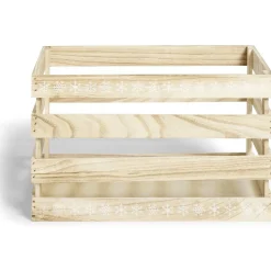 Cagette en bois motif flocon blanc 38x28xH23cm
