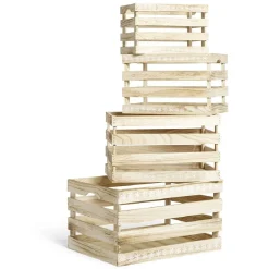 Cagette en bois motif flocon blanc 38x28xH23cm