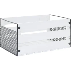 Caisse de rangement en bois et métal - L41 x l20 x H28 cm