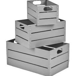 Caisse métallique de rangement gris anthracite x3