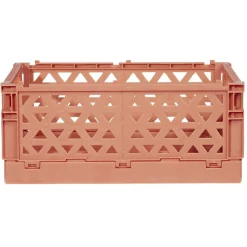 Caisse pliable avec porte-étiquette marron L25xl16,5xH10cm