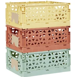 Caisse pliable avec porte-étiquette marron L33xl25xH15cm