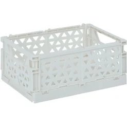 Caisse pliable polypropylène 17x12x7.5cm gris pastel