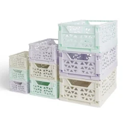 Caisse pliable vert pastel 3,4L - 24x17xH10cm