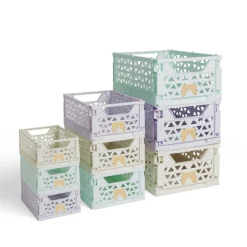 Caisse pliable vert pastel 3,4L - 24x17xH10cm