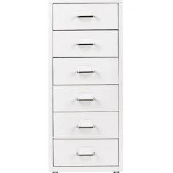 Caisson métallique 6 tiroirs 4 roues blanc