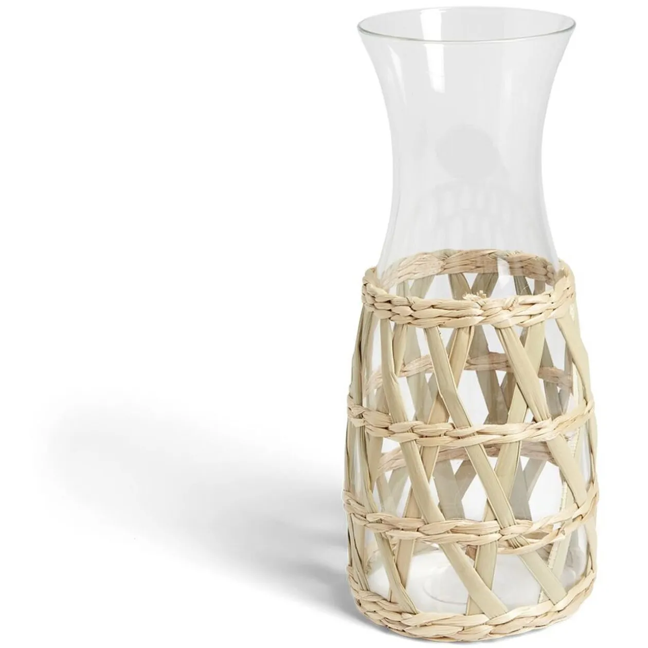Carafe en verre transparent et raphia Ø11,2xH24,7cm
