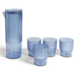 Carafe 1,1L + 4 verres 300mL polystyrène et silicone bleu