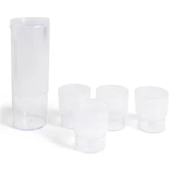 Carafe 1,1L + 4 verres 300mL polystyrène et silicone transparent