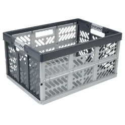 Casier de rangement pliant gris et noir 45 L