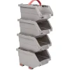 Casier de rangement superposable gris et rouge x4