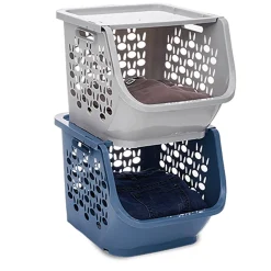 Casier de rangement superposable avec couvercle