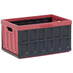 Casier pliant avec couvercle noir et rouge bordeaux 46 L