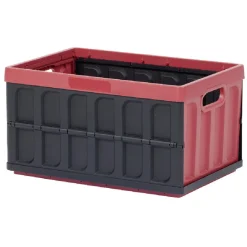 Casier pliant avec couvercle noir et rouge bordeaux 46 L