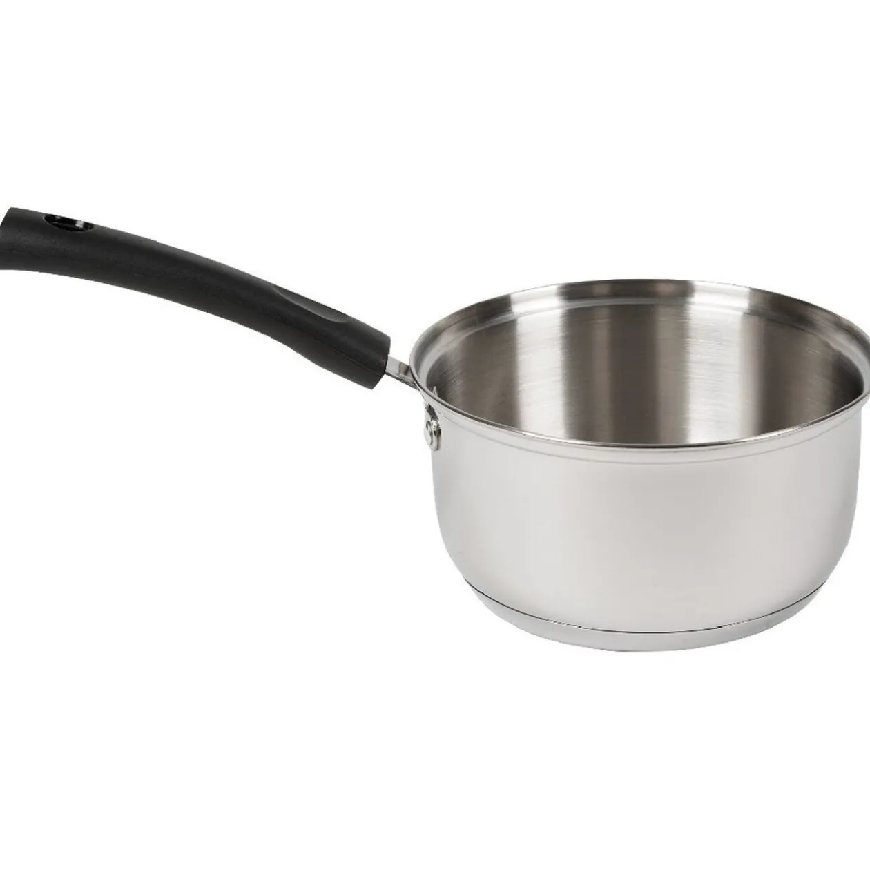 Casserole antiadhésive inox poignée bakélite noire