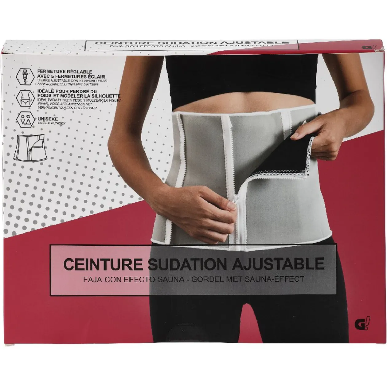 Ceinture de sudation ajustable fitness noir et grise
